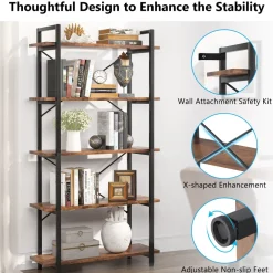 Tribesigns Bookcases & Bookshelves|Bookcases & Bookshelves*Bookshelf, 5 Tier Bookcase Display Shelf Unit