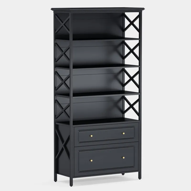 Tribesigns Bookcases & Bookshelves|Bookcases & Bookshelves*Bookshelf, 5-Tier Bookcase Display Shelf Organizer with 2 Drawers