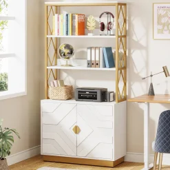 Tribesigns Bookcases & Bookshelves|Bookcases & Bookshelves*Bookshelf with Doors, 70.9