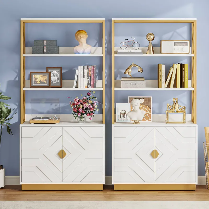 Tribesigns Bookcases & Bookshelves|Bookcases & Bookshelves*Bookshelf with Doors, 70.9" Modern Etagere Bookcase with 3 Shelves