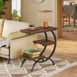 Tribesigns End & Side Tables*C - Shaped End Table, Industrial 3 - Tier Side Table for Small Space