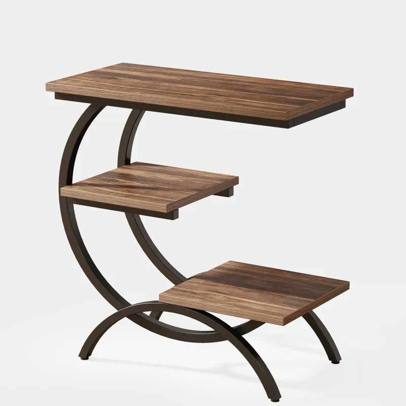 Tribesigns End & Side Tables*C - Shaped End Table, Industrial 3 - Tier Side Table for Small Space