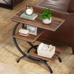 Tribesigns End & Side Tables*C - Shaped End Table, Industrial 3 - Tier Side Table for Small Space