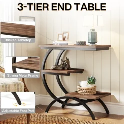 Tribesigns End & Side Tables*C - Shaped End Table, Industrial 3 - Tier Side Table for Small Space