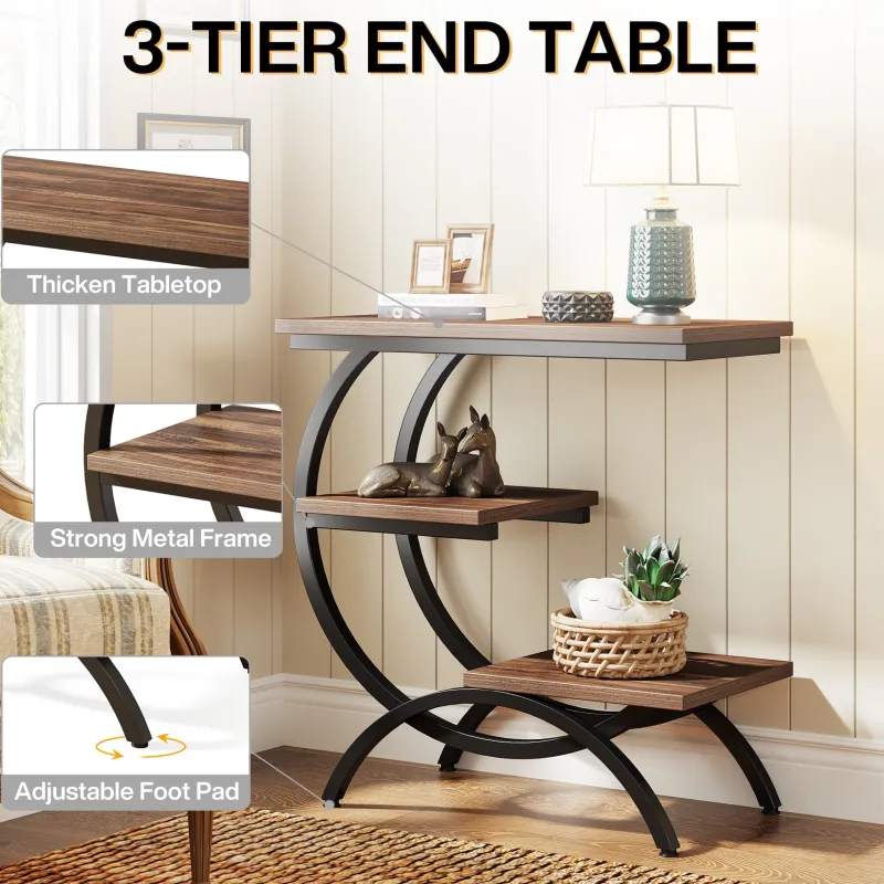 Tribesigns End & Side Tables*C - Shaped End Table, Industrial 3 - Tier Side Table for Small Space