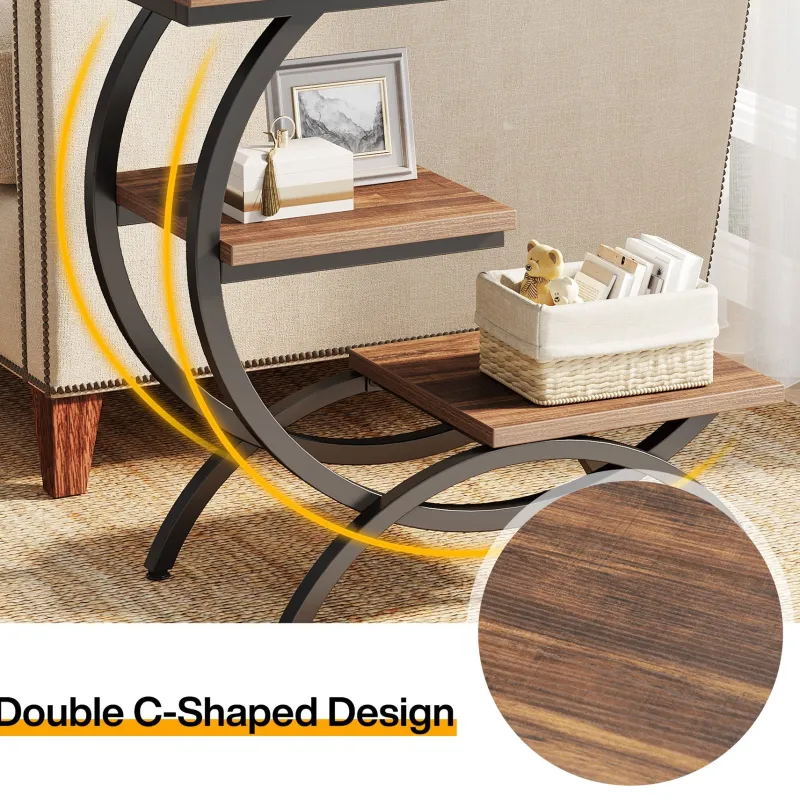 Tribesigns End & Side Tables*C - Shaped End Table, Industrial 3 - Tier Side Table for Small Space