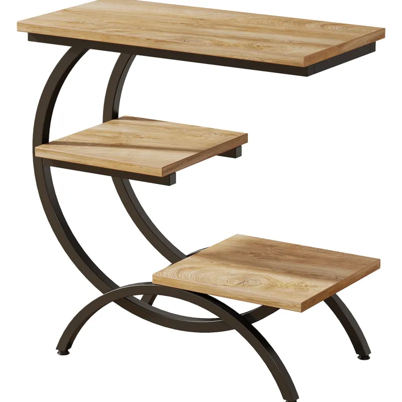 Tribesigns End & Side Tables*C - Shaped End Table, Industrial 3 - Tier Side Table for Small Space