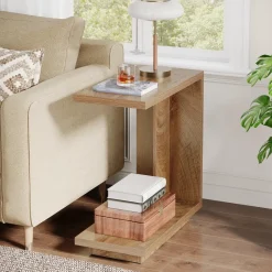 Tribesigns End & Side Tables*C - Shaped End Table, Wood Side Table Nightstand Bedside Table