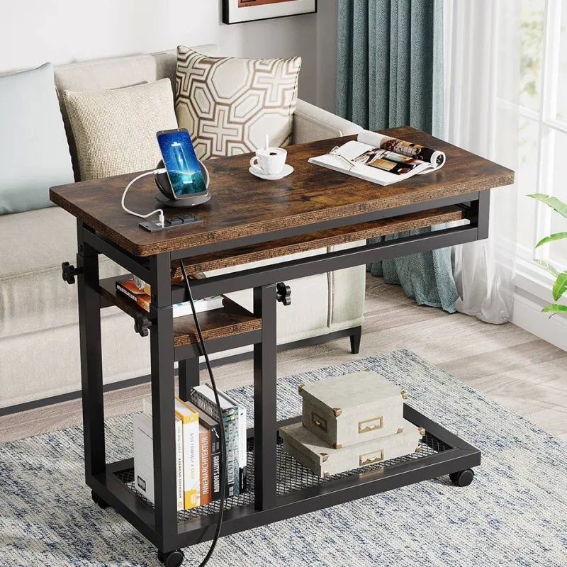 Tribesigns End & Side Tables*C Table, Mobile Portable Desk Side Table with Power Outlet