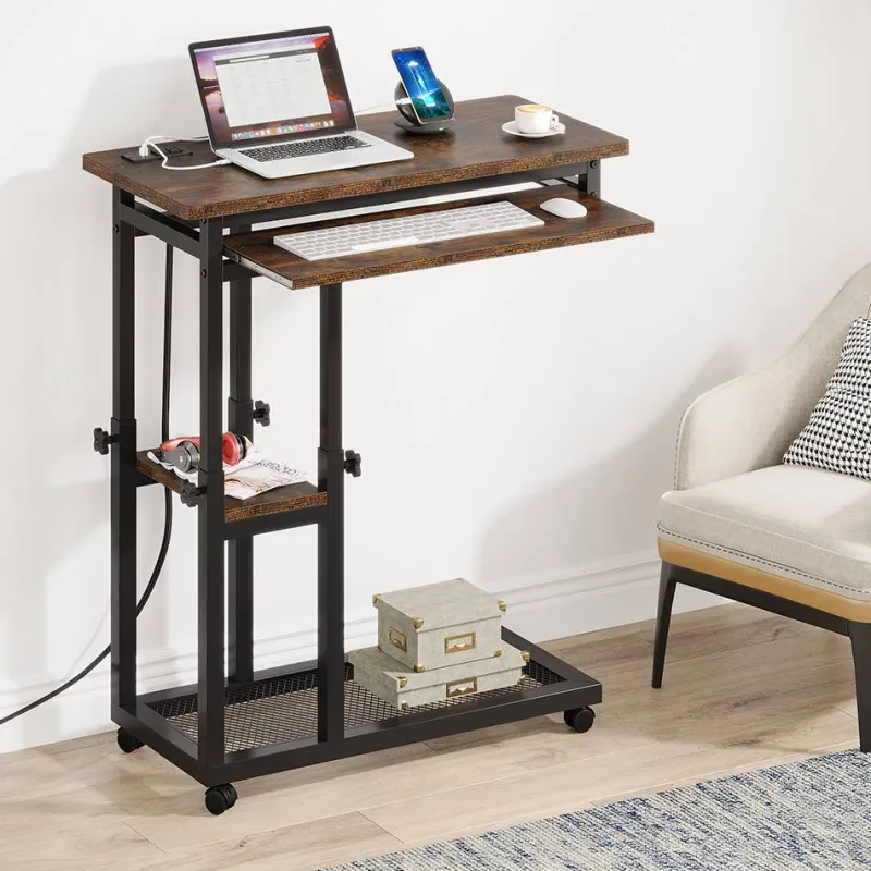 Tribesigns End & Side Tables*C Table, Mobile Portable Desk Side Table with Power Outlet