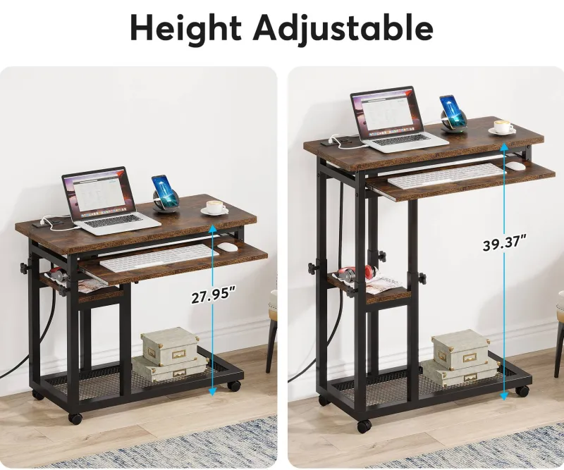 Tribesigns End & Side Tables*C Table, Mobile Portable Desk Side Table with Power Outlet