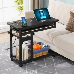 Tribesigns End & Side Tables*C Table, Mobile Portable Desk Side Table with Power Outlet
