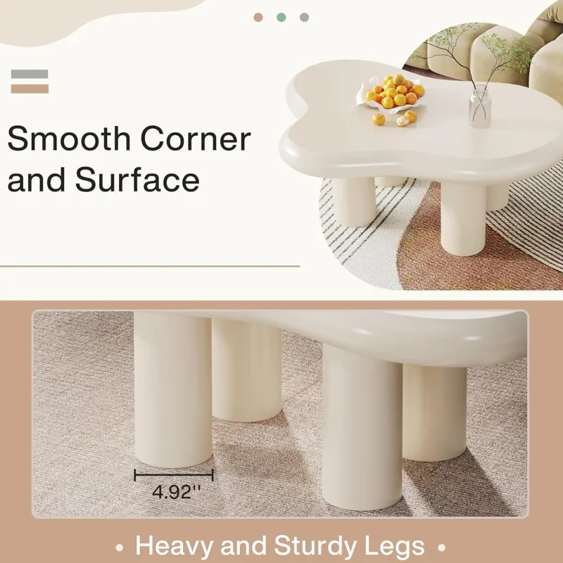 Tribesigns Coffee Tables*Cloud-Shaped Coffee Table, Modern Center Table with 4 Solid Legs