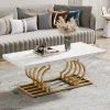 Tribesigns Coffee Tables*Coffee Table, 47" Faux Marble Cocktail Table with Geometric Frame