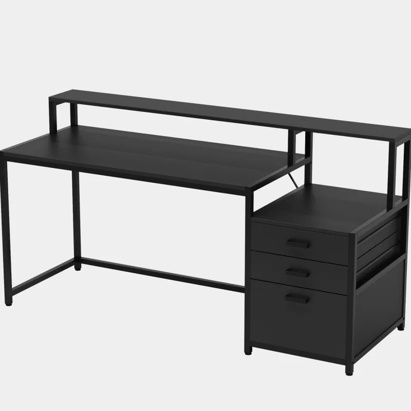 Tribesigns Desks*Computer Desk, 63" Home Office Desk with Drawers & Monitor Stand