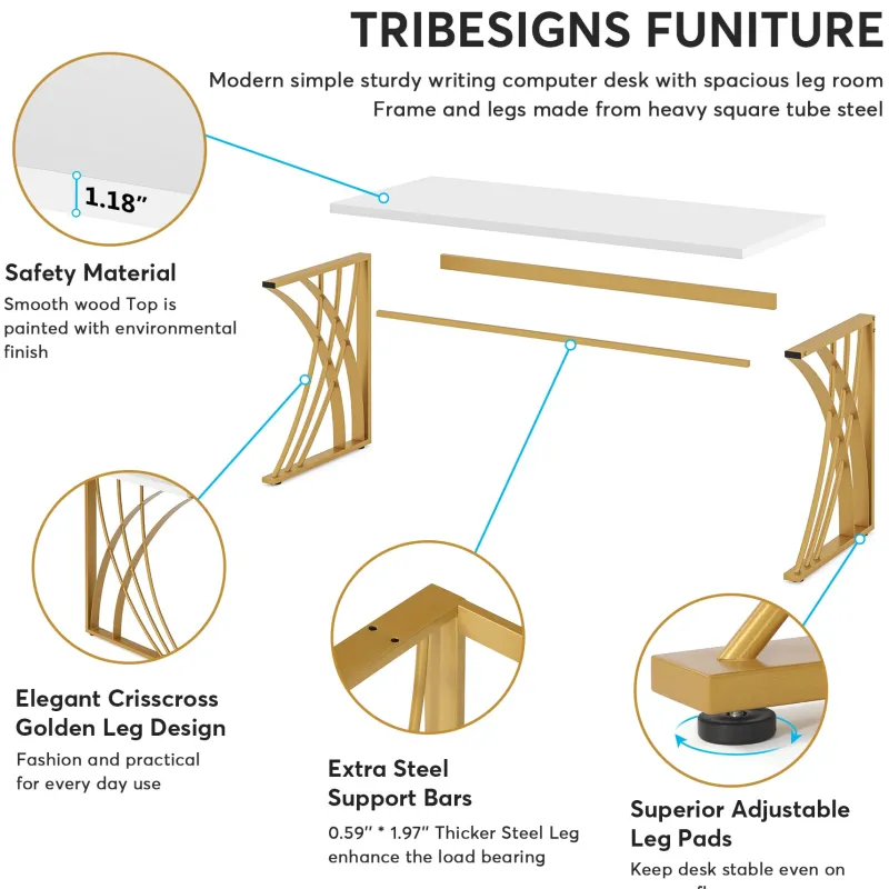 Tribesigns Desks*Computer Desk, 55’’ Modern Laptop PC Student Table