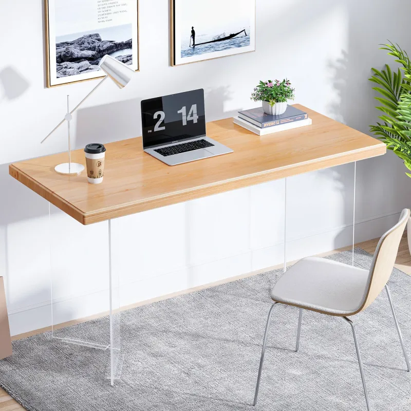 Tribesigns Desks*Computer Desk, 55" Modern Study Writing Table with Acrylic Legs