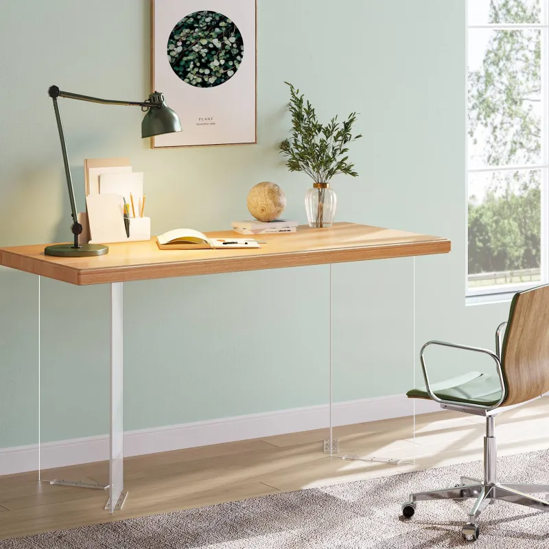 Tribesigns Desks*Computer Desk, 55" Modern Study Writing Table with Acrylic Legs