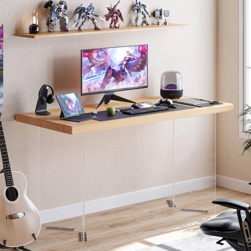 Tribesigns Desks*Computer Desk, 55" Modern Study Writing Table with Acrylic Legs