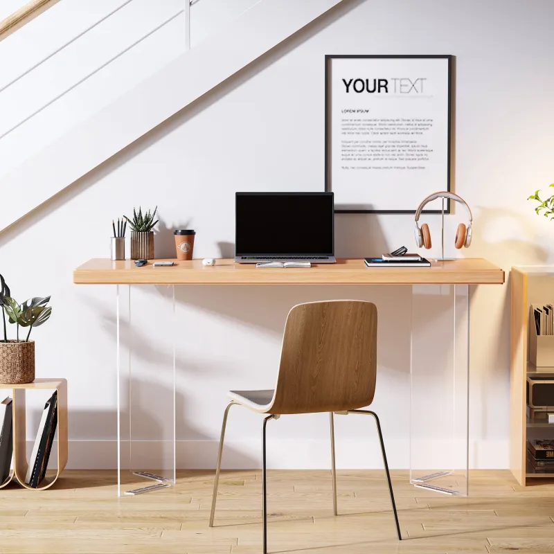 Tribesigns Desks*Computer Desk, 55" Modern Study Writing Table with Acrylic Legs