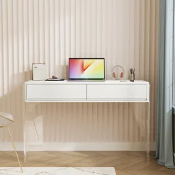 Tribesigns Desks*Computer Desk, 38" Writing Desk with 2 Drawers & Acrylic Legs