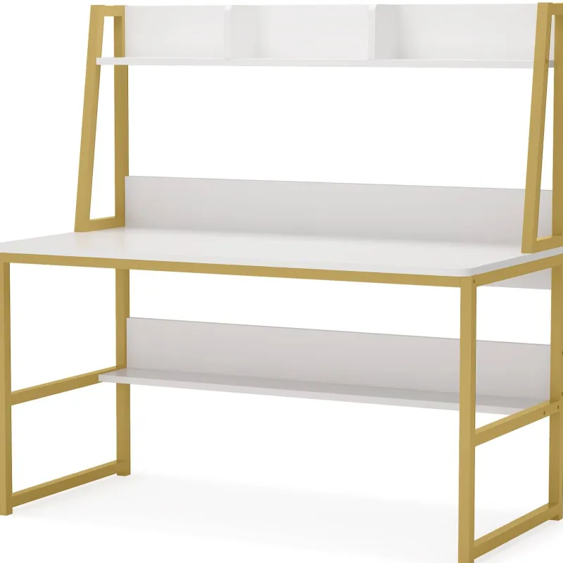Tribesigns Desks*Computer Desk, Heavy Duty Writing Desk with Hutch & Bookshelf