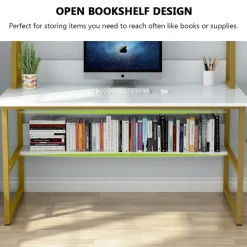 Tribesigns Desks*Computer Desk, Heavy Duty Writing Desk with Hutch & Bookshelf