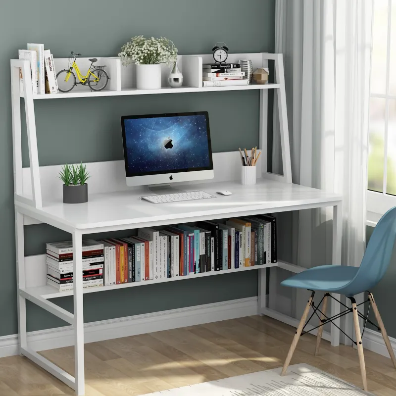 Tribesigns Desks*Computer Desk, Heavy Duty Writing Desk with Hutch & Bookshelf