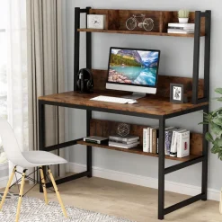 Tribesigns Desks*Computer Desk, Home Office Desk Study Desk with Hutch and Shelves