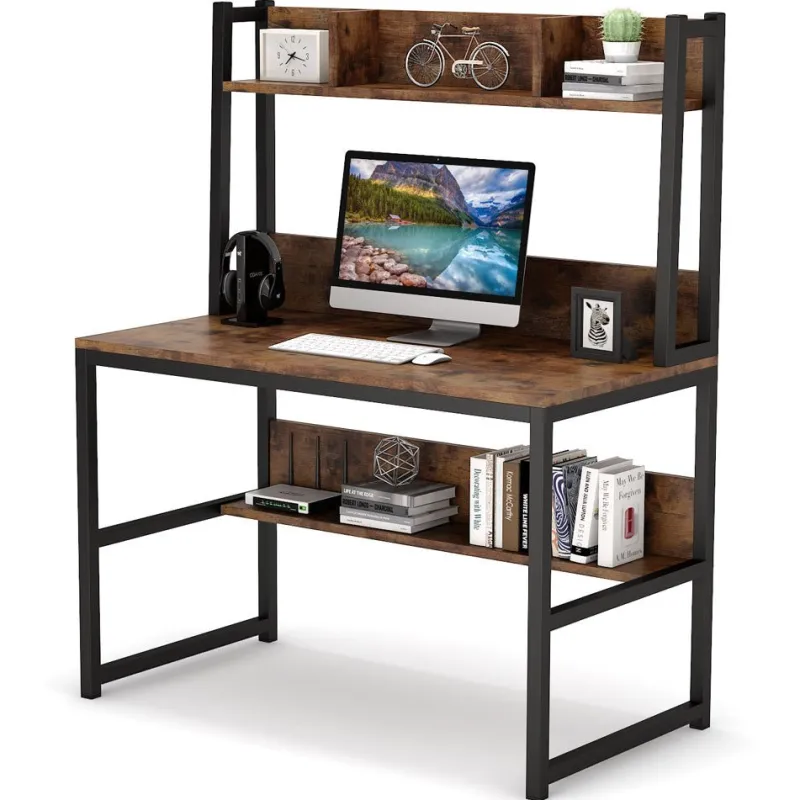 Tribesigns Desks*Computer Desk, Home Office Desk Study Desk with Hutch and Shelves