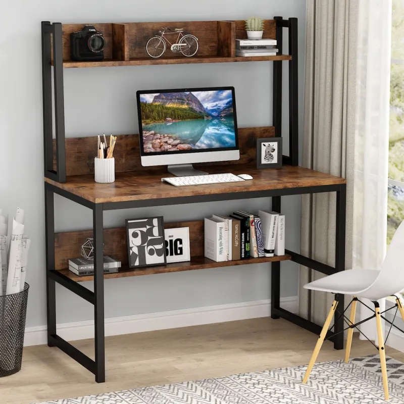 Tribesigns Desks*Computer Desk, Home Office Desk Study Desk with Hutch and Shelves