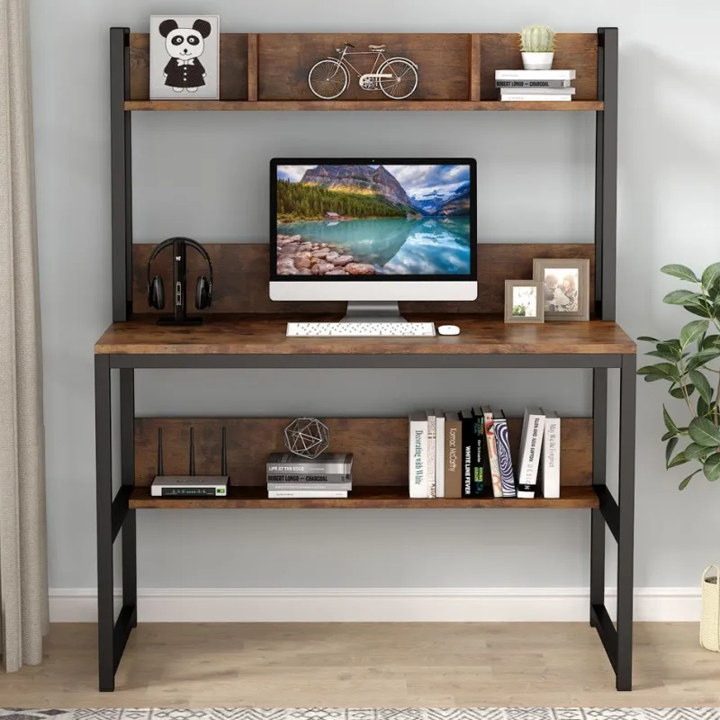 Tribesigns Desks*Computer Desk, Home Office Desk Study Desk with Hutch and Shelves