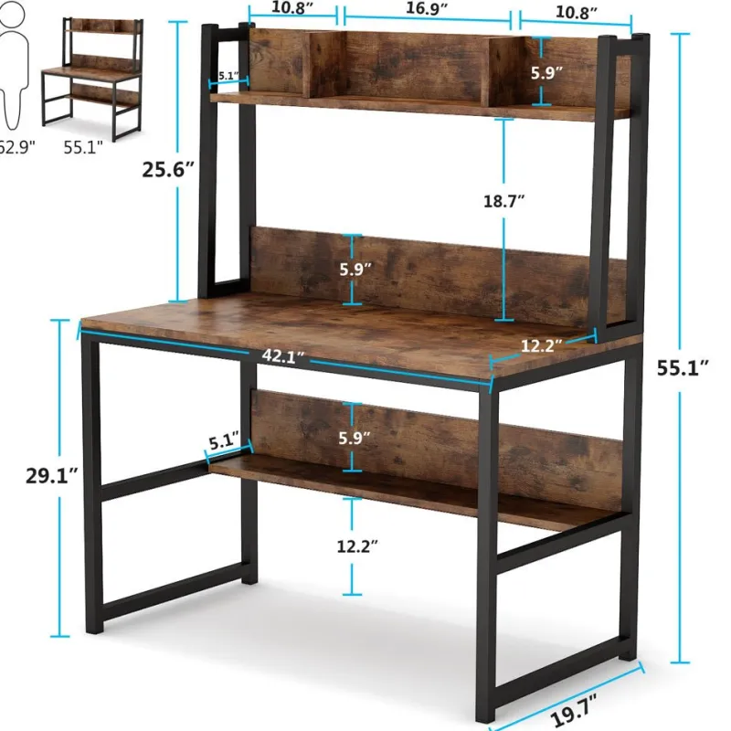 Tribesigns Desks*Computer Desk, Home Office Desk Study Desk with Hutch and Shelves