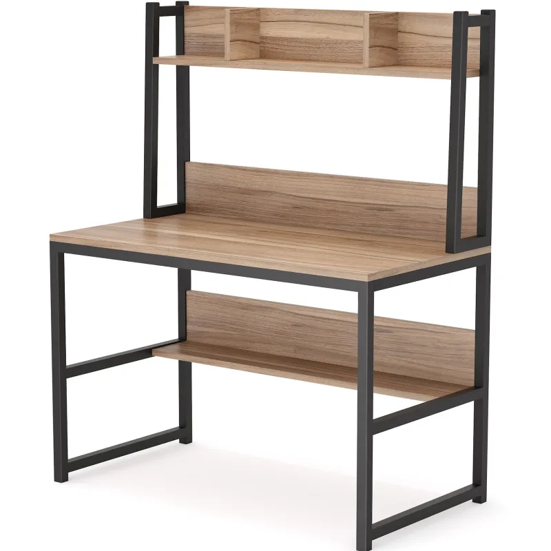 Tribesigns Desks*Computer Desk, Home Office Desk Study Desk with Hutch and Shelves