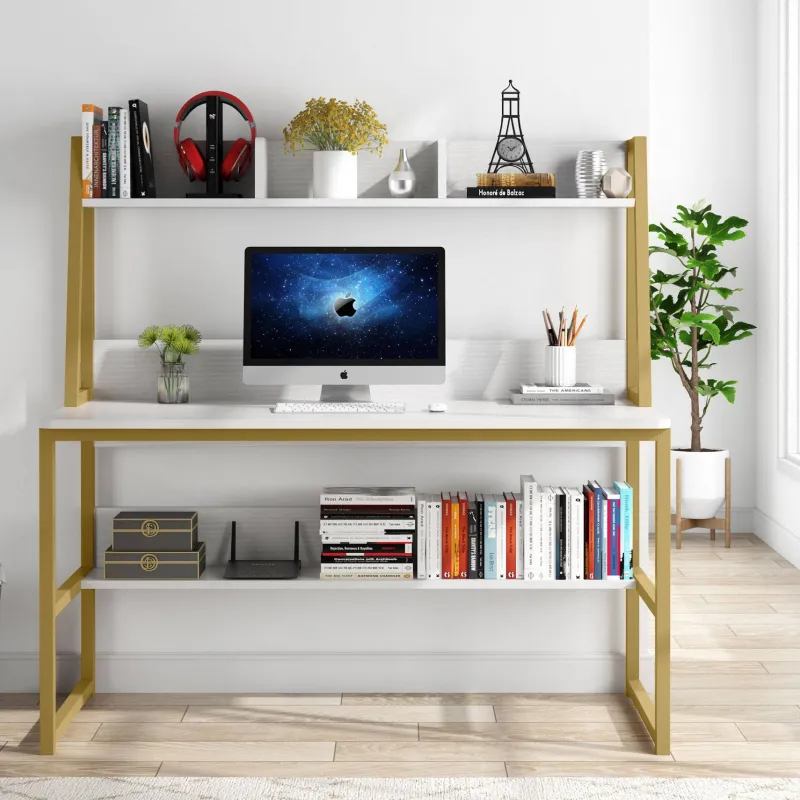 Tribesigns Desks*Computer Desk, Home Office Desk with Hutch and Storage Shelf