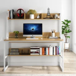 Tribesigns Desks*Computer Desk, Home Office Desk with Hutch and Storage Shelf