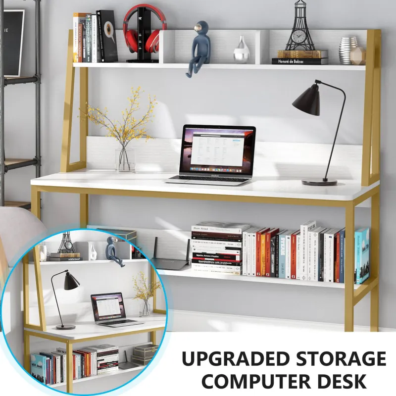 Tribesigns Desks*Computer Desk, Home Office Desk with Hutch and Storage Shelf