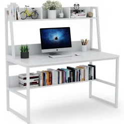 Tribesigns Desks*Computer Desk, Home Office Desk with Hutch and Storage Shelf