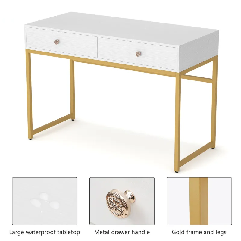 Tribesigns Desks*Computer Desk with 2 Drawers, Multifunctional Study Writing Desk