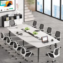 Tribesigns Desks*Conference Table, Modern 6FT / 8FT Boat Shaped Meeting Table