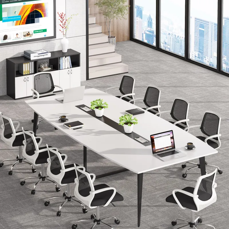 Tribesigns Desks*Conference Table, Modern 6FT / 8FT Boat Shaped Meeting Table