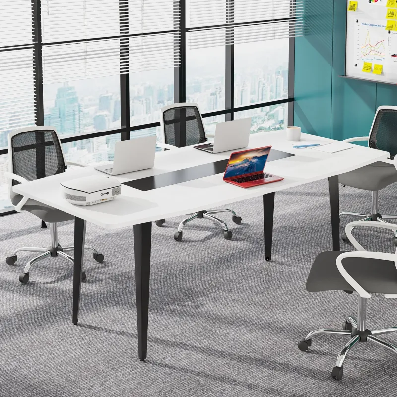 Tribesigns Desks*Conference Table, Modern 6FT / 8FT Boat Shaped Meeting Table