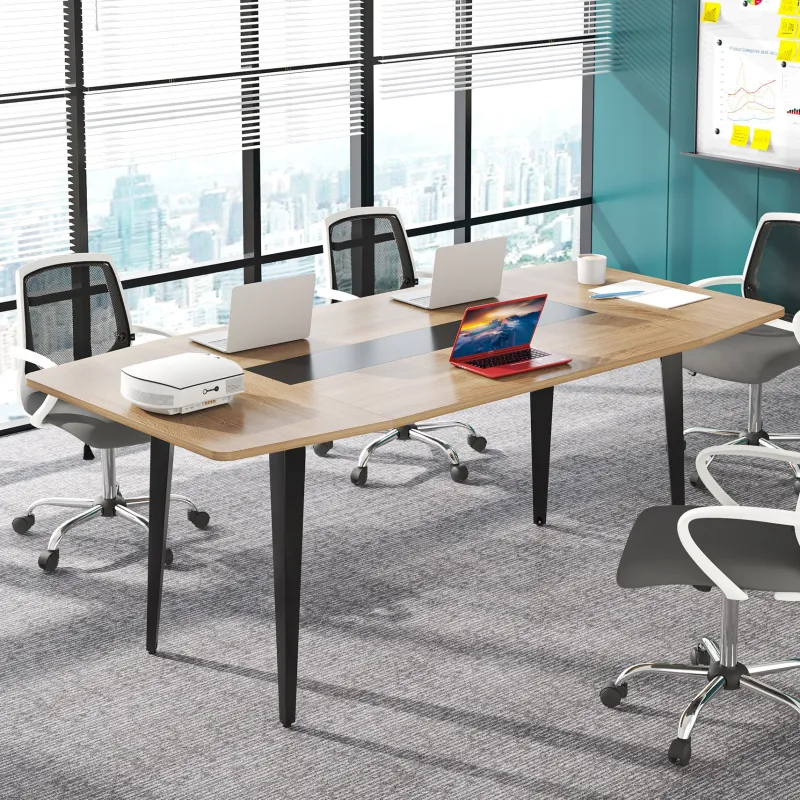Tribesigns Desks*Conference Table, Modern 6FT / 8FT Boat Shaped Meeting Table