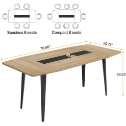 Tribesigns Desks*Conference Table, Modern 6FT / 8FT Boat Shaped Meeting Table