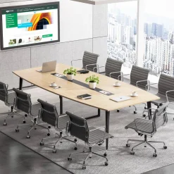 Tribesigns Desks*Conference Table, Modern 6FT / 8FT Boat Shaped Meeting Table