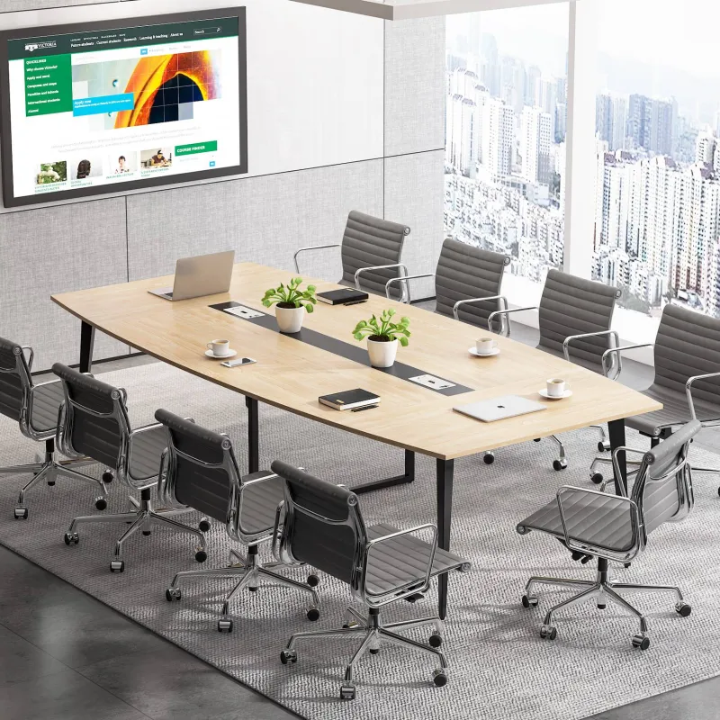 Tribesigns Desks*Conference Table, Modern 6FT / 8FT Boat Shaped Meeting Table
