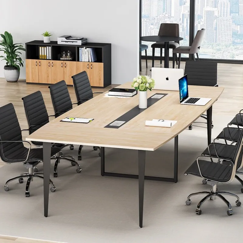 Tribesigns Desks*Conference Table, Modern 6FT / 8FT Boat Shaped Meeting Table