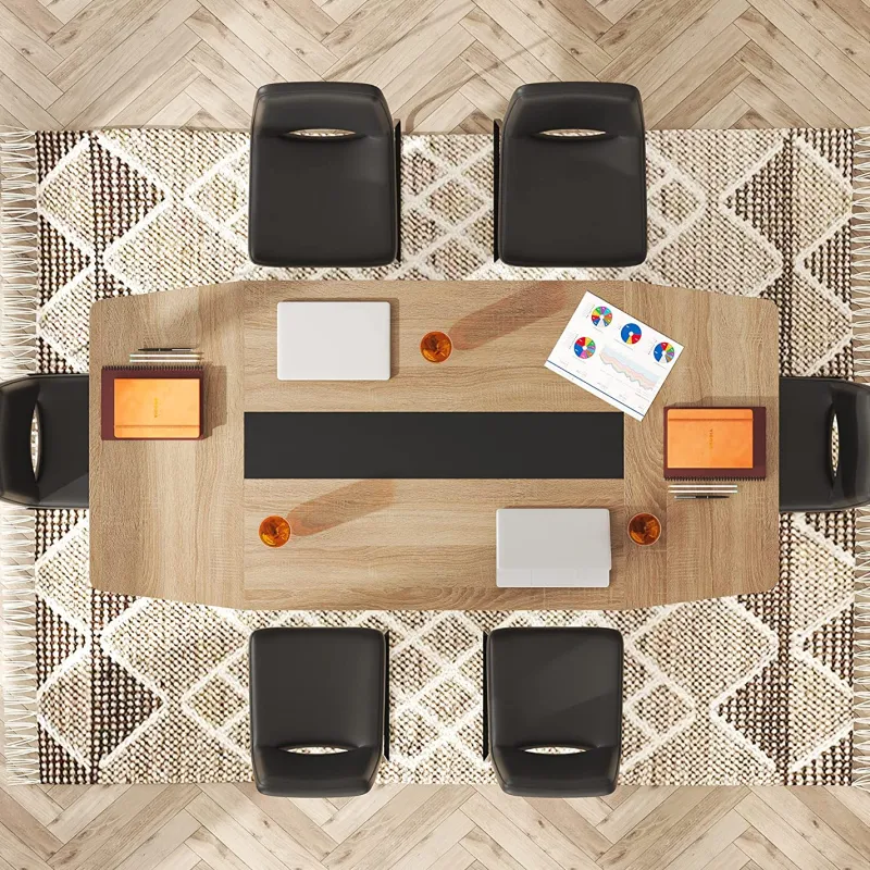 Tribesigns Desks*Conference Table, Modern 6FT / 8FT Boat Shaped Meeting Table