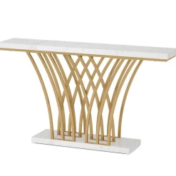 Tribesigns Console Tables|Console Tables*Console Table, 59 " Faux Marble Entryway Table with Geometric Metal Base