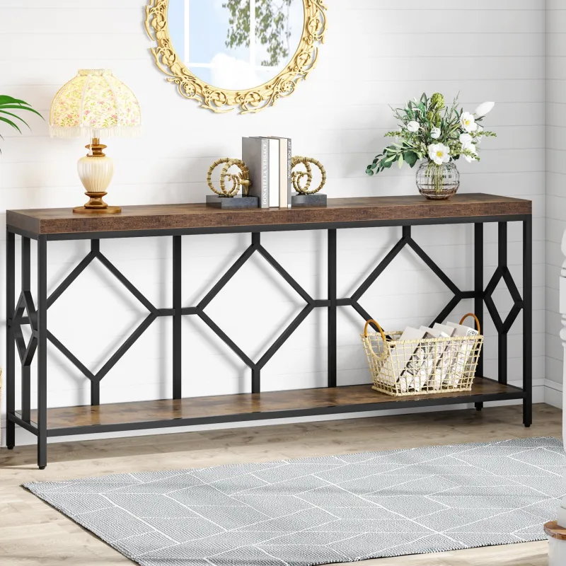 Tribesigns Console Tables|Console Tables*Console Table, 71" Extra Long Sofa Table with Open Storage Shelf